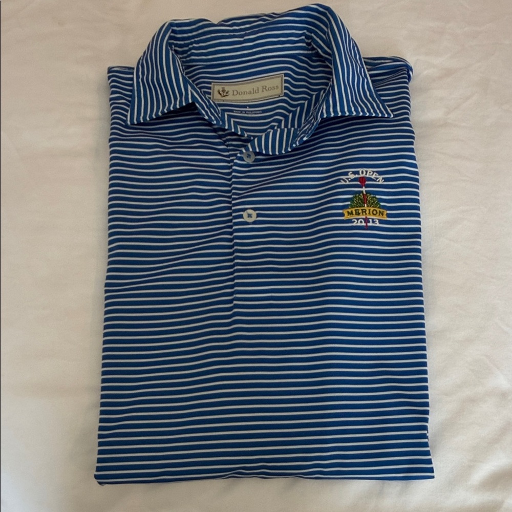 Donald Ross Men's Blue Striped Polo Shirt
